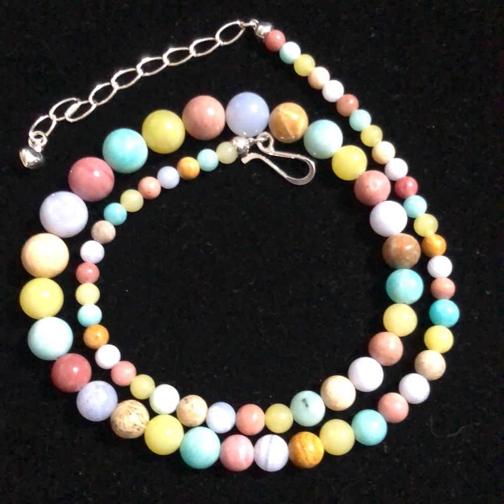 Jay King 18” Sterling Silver Blue, Green, Pink, Opal Bead Necklace